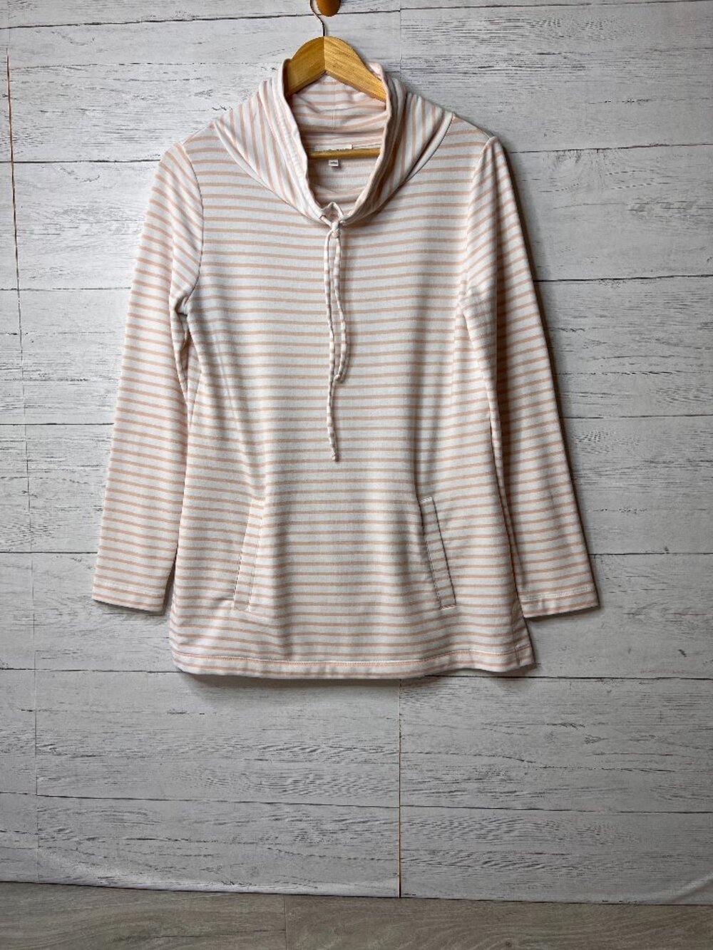 Talbots Haven Well Within Top Womens Size Small Pink & White French Terry Summit